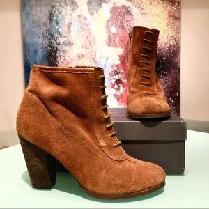KELSI DAGGER J’Adore Cognac Suede Ankle Boots